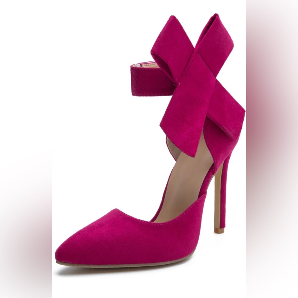 MAIERNISI JESSI Women's Pointy Toe High Heel Stiletto Big Bowknot Pumps